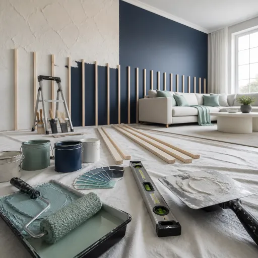 Mur accent au salon : tasseaux, enduit texturé ou couleur franche, ce qui transforme vraiment la pièce