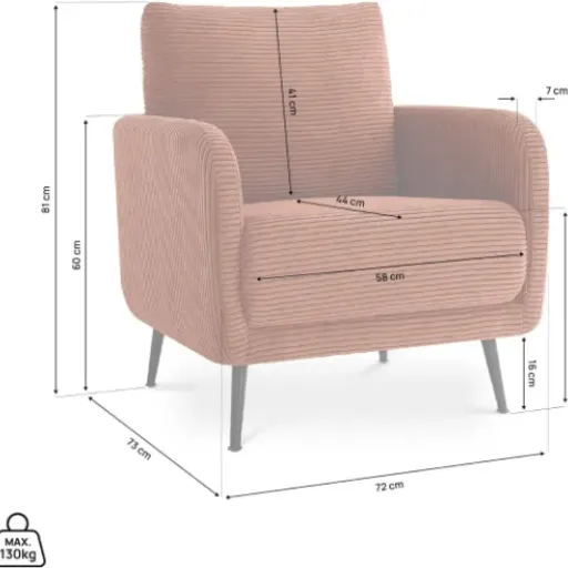Test Fauteuil Design Velours côtelé Emma Terracotta : un gros fauteuil cosy qui mise tout sur le confort