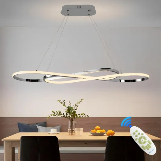 57W Suspension Luminaire LED, Lustre Design Double 8, Argent Chrome