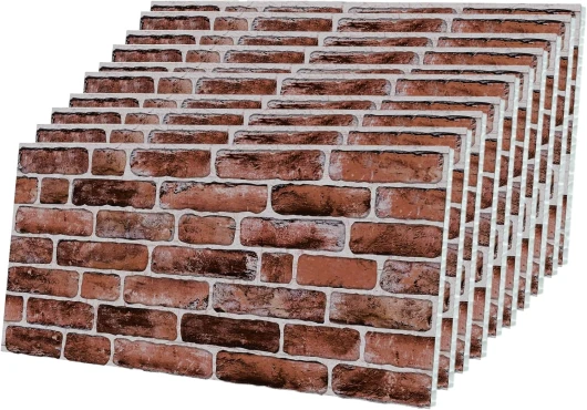 Izodekor - Lot de 10 panneaux muraux 3D en polystyrène imitation pierre - Pour cuisine, salle de bains, balcon, chambre à coucher, salon, mur arrière de cuisine et terrasse - Brun doré 10x Panneaux Honigkaffee