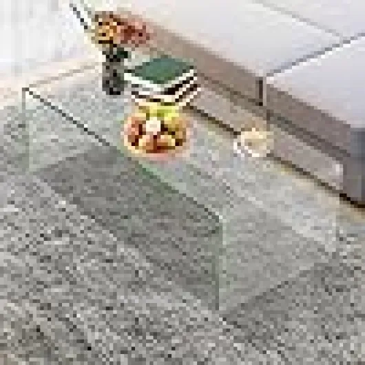 GOPLUS Table Basse Verre Trempé, Table Basse Salon Moderne Minimaliste sans Assemblage, pour Salon, Chambre, Appartement,Charge 30KG108X50X35 CM