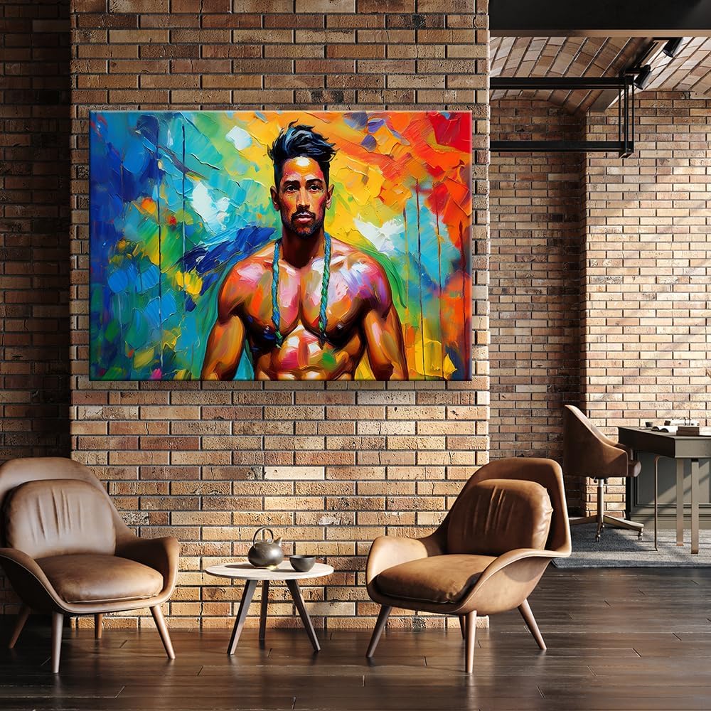 Impression sur Toile - Intissé Tableau Decoration Murale - Masculin Abstrait coloré - 120x80 1partie - Salon Peinture Tableaux - Moderne - Décoration Chambre Esthétique M 26946 120L x 80l cm