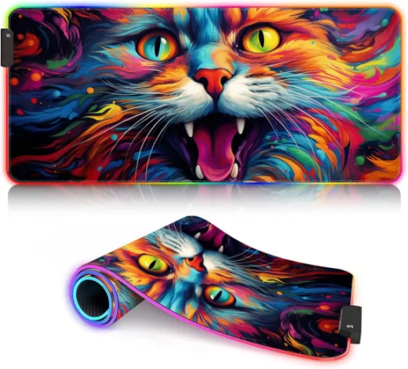 Sous-Main Bureau étendu Statue Synthwave RGB Tapis Souris (23,6 x 13,8 x 0,12 Pouces) Grand Tapis Bureau au Design personnalisé sous-Main étendu Ordinateur Portable a38-Statue Synthwave （23.6x13.8x 0.12 inches)
