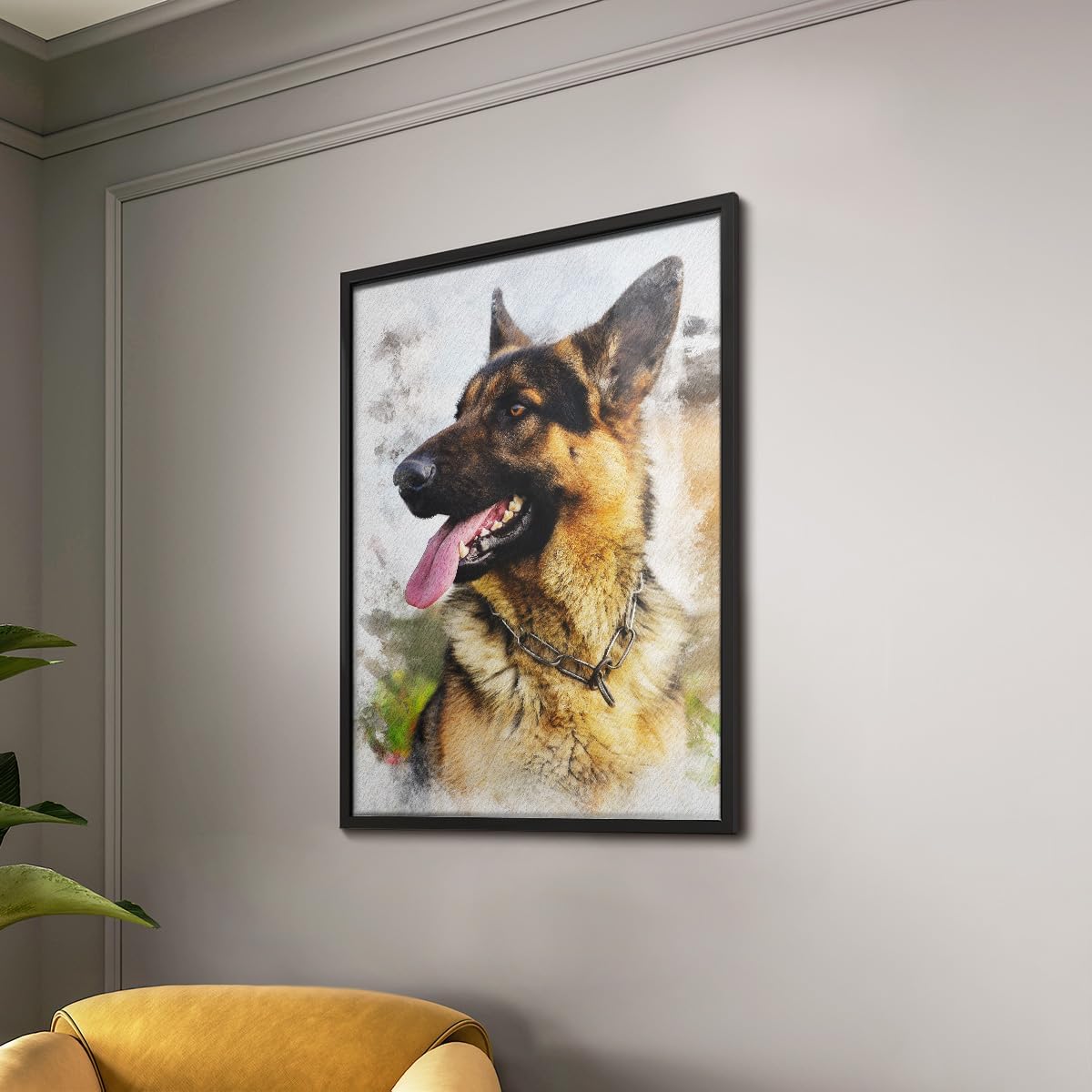 Cadre Personnalisé - Transformez Votre Photo en Aquarelle, Photo et Texte, Cadeau Animaux, Cadeau Chien Chat, Format A4, A3, A2, décoration, Toile, Papier Photo, Texte Personnalisable Aquarelle Papier photo / Cadre