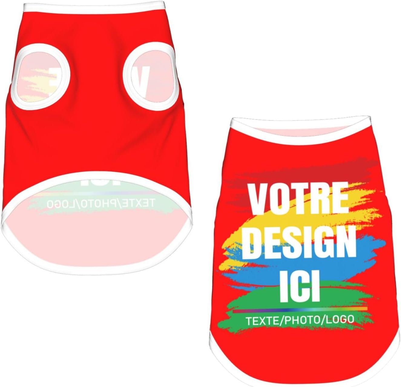 Manteau pour Chien Personnalisé avec Photo Vetement Chien Personnalisable Choisissez Votre Image et Texte Cadeau Amusant Anniversaires Noel Halloween pour Petits Chiens, Chiens Moyens, Chats S Rouge