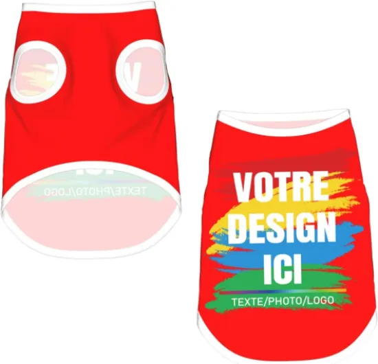 Manteau pour Chien Personnalisé avec Photo Vetement Chien Personnalisable Choisissez Votre Image et Texte Cadeau Amusant Anniversaires Noel Halloween pour Petits Chiens, Chiens Moyens, Chats S Rouge