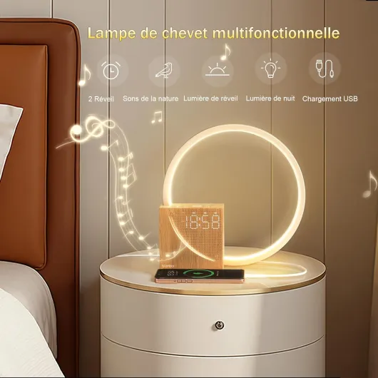 Lampe De Chevet 10w Avec Fonction De Charge Usb, Réveil Lumière Touch Control Variable Lampe De Table Aide Au Sommeil Bébés & Adultes, 3 Niveaux De Luminosité Veilleuse Pour Chambre Salon Traditionnelle
