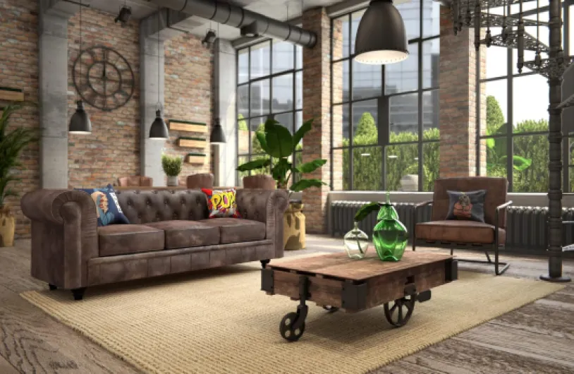 Canapé Chesterfield 3 Places Vintage 3 places Marron