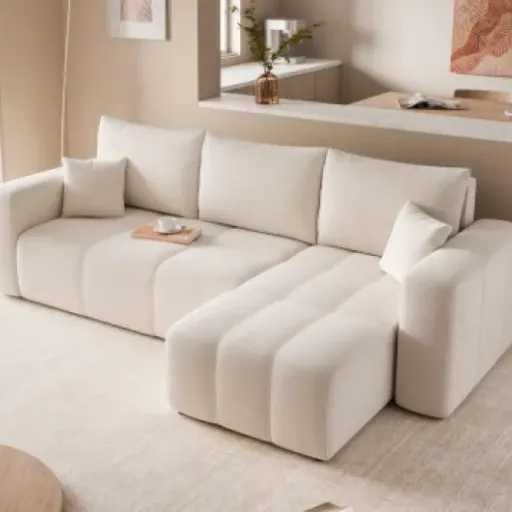 Test GREKPOL Manila 01 Beige : le canapé d’angle convertible ferme mais pratique pour les petits salons