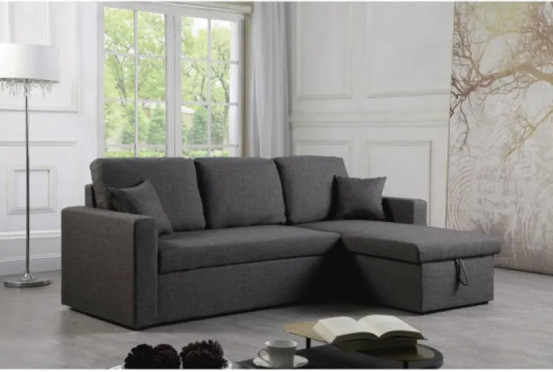 Canapé d'angle Convertible Alain, 221cm x 145cm x 85cm, 3 Places, Gris
