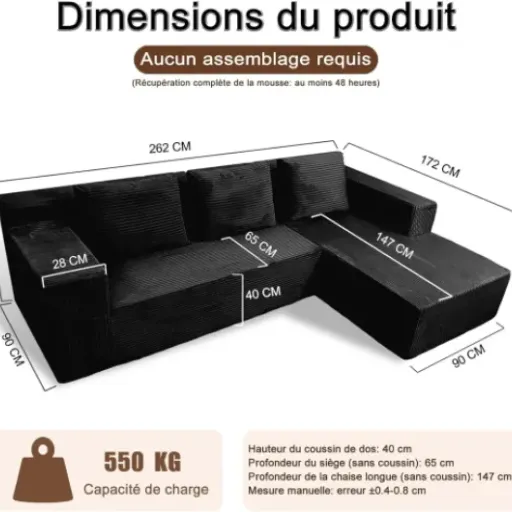 Test ANONER Canapé Sectionnel Nuage 103" : le grand canapé en mousse livré roulé, sans montage, qui mise tout sur le confort