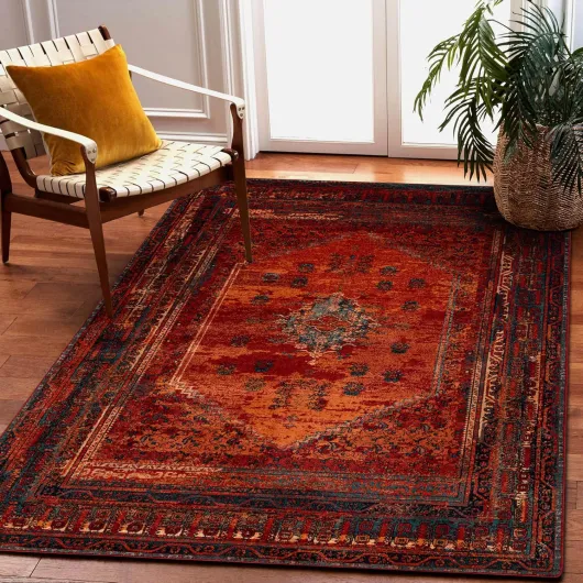 Tapis en Laine, Tapis Traditionnels, pour la Chambre à Coucher, Le Salon Omega MISTIK Rouge 200x300 cm 200 x 300 cm (Rectangulaire) Omega Mistik Rouge