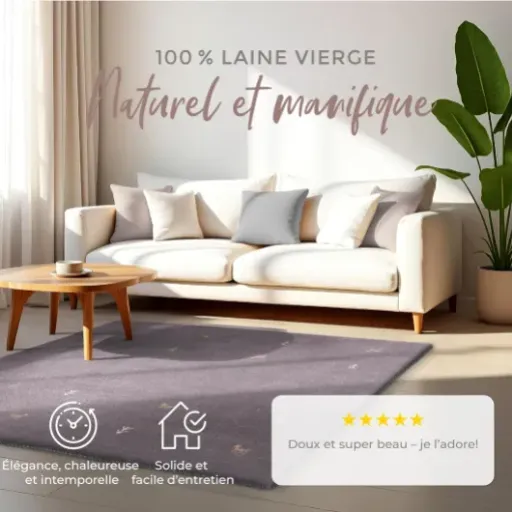 Test CarpetFine Tapis de Laine Gabbeh Uni Gris : un tapis épais et sobre qui fait le job (si vous avez la place)