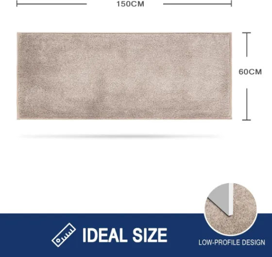 Paillasson Interieur Long 60 x 150 cm, Tapis d'Entrée Antidérapant et Lavable en Machine, Tapis de Sol Douces Absorbantes pour Chien, Entrée, Porte, Couloir, Passage et Cuisine 60 x 150 cm (Rectangulaire) Beige