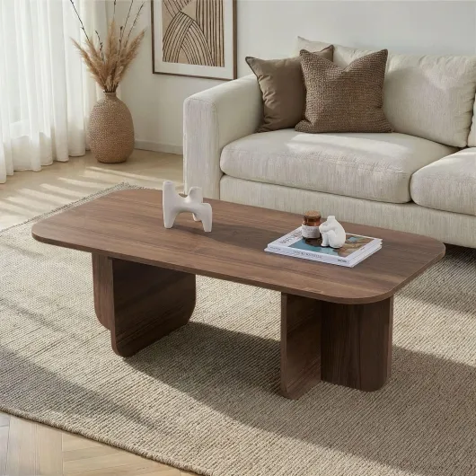 Toilinux.com Table Basse Design Effet Bois foncé Leandro - Marron