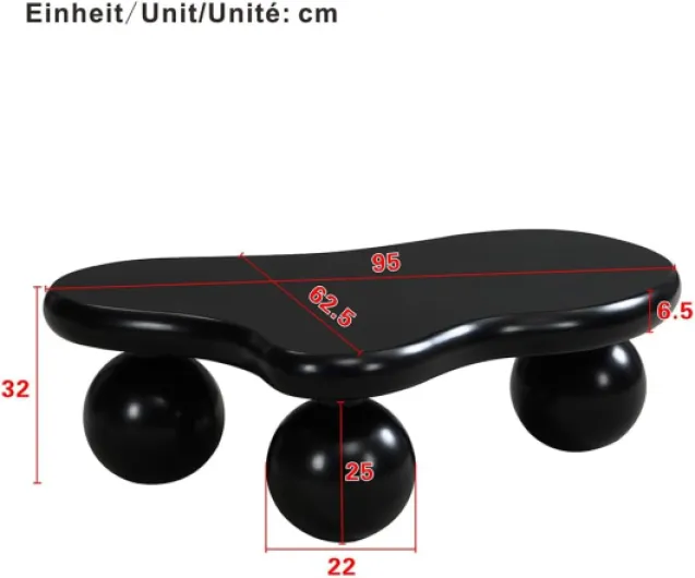 Sweiko Table Basse Design Nuage avec éclairage LED (16 Couleurs), Forme Originale, Pieds arrondis, Idéale pour Salon Moderne et Chambre d'enfant,Plateau Style Cloud Lumineux (Black) Noir