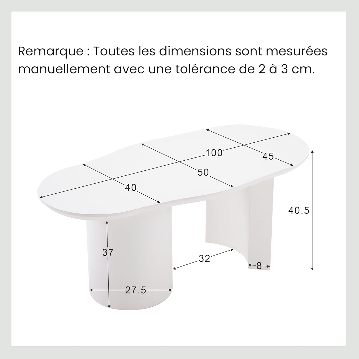 OKMYHOME Table Basse - Table Basse Design irrégulière en MDF laqué Haut Brillant, Style Moderne pour Salon, Blanc, 100x(40-50) x40,5 cm D Blanc 100 cm