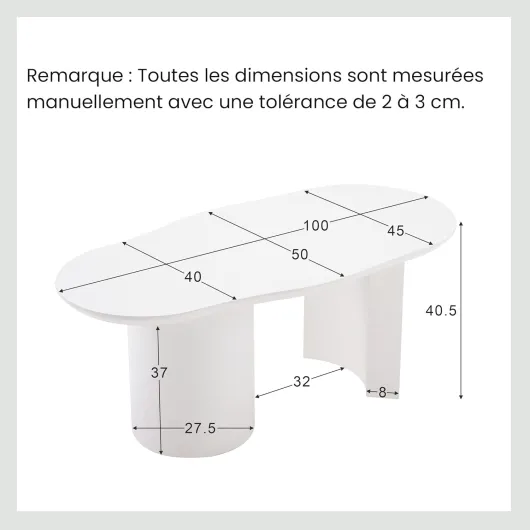 OKMYHOME Table Basse - Table Basse Design irrégulière en MDF laqué Haut Brillant, Style Moderne pour Salon, Blanc, 100x(40-50) x40,5 cm D Blanc 100 cm