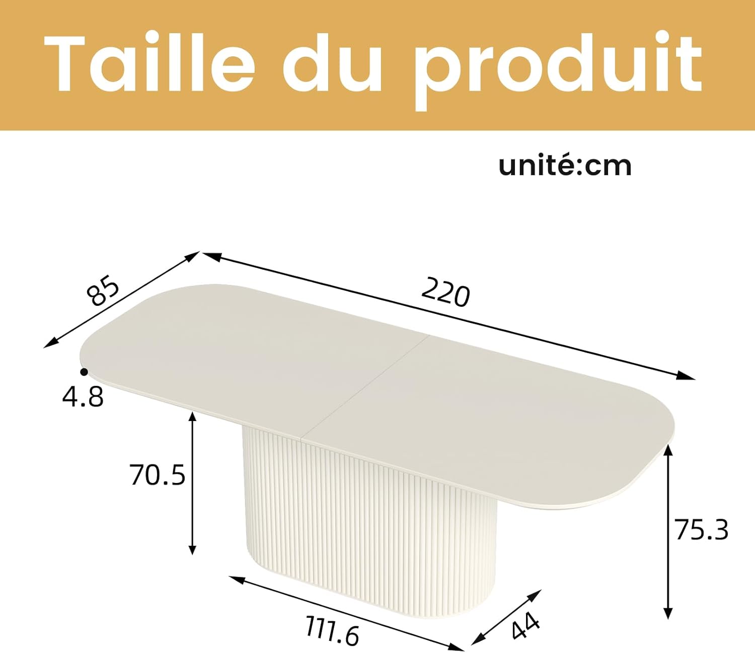 Guyii Table de Salle à Manger Ovale, Longue Table de 220cm pour 4-6 Personnes, mobilier Moderne et Minimaliste, idéal pour Le Salon ou la Salle à Manger, Blanc (Uniquement la Table) Blanc 2.2m（uniquement la Table）