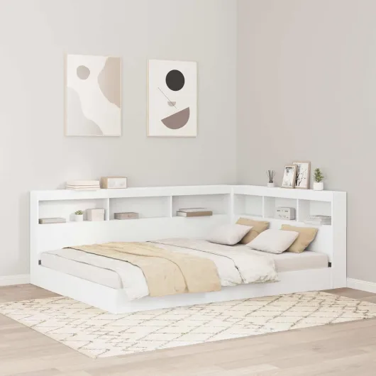 Tête de lit de Rangement Blanc 160 cm Bois d'ingénierie, Tête de lit, Design Moderne, Solutions de Rangement, rectangulaire, Ample, Meuble Contemporain, organisateurs de Chambre