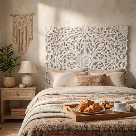 Tête de Lit Serena 160 cm – Bois Blanc, Design Élégant et Intemporel pour Lit Double/Queen Size