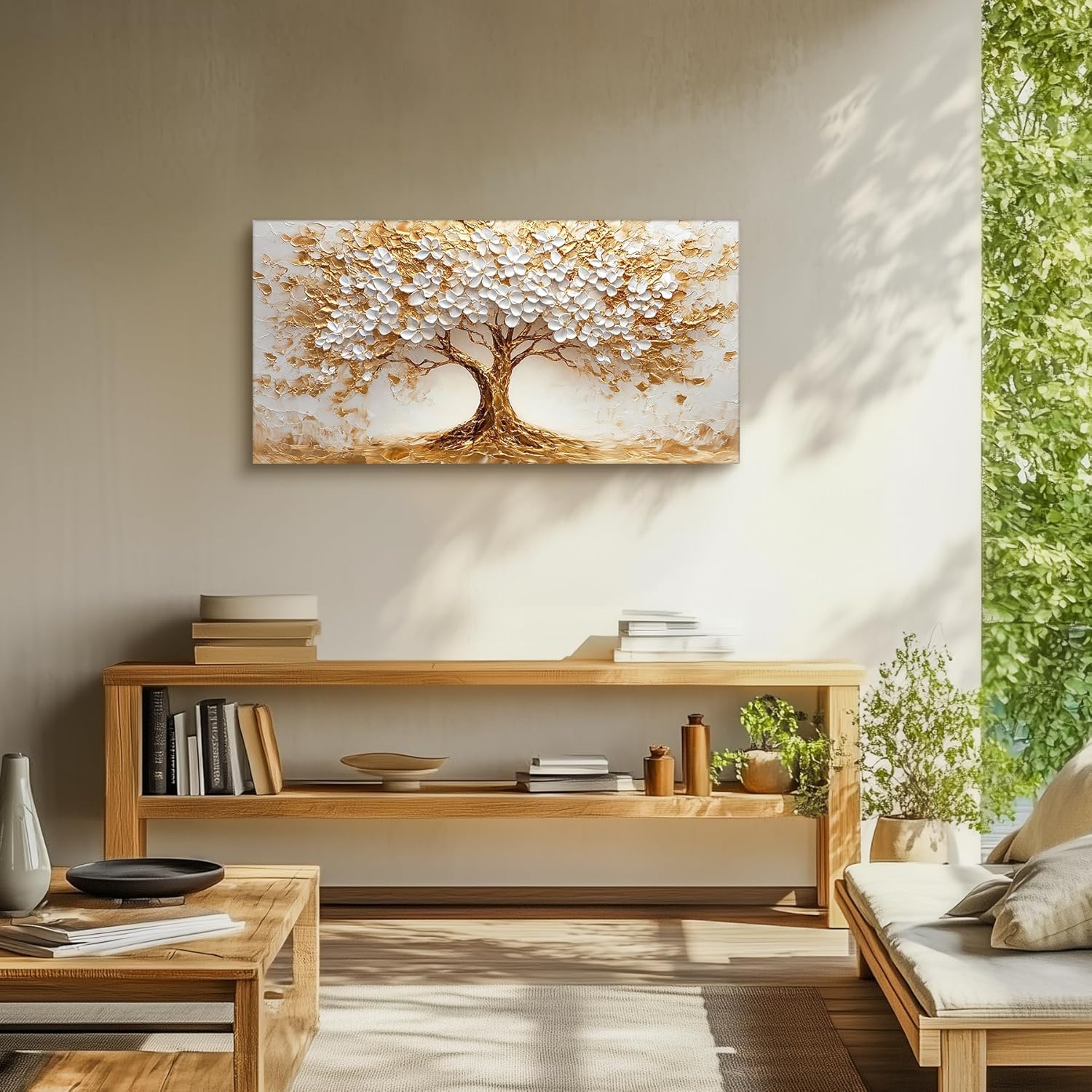 Tableau Decoration Murale Grand, 50x100 cm Arbre de Vie Tableau Decoration Maison, Impression sur Toile Moderne pour Salon Chambre Bureau Salle Arbre de fortune 100L x 50l cm