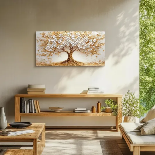 Tableau Decoration Murale Grand, 50x100 cm Arbre de Vie Tableau Decoration Maison, Impression sur Toile Moderne pour Salon Chambre Bureau Salle Arbre de fortune 100L x 50l cm