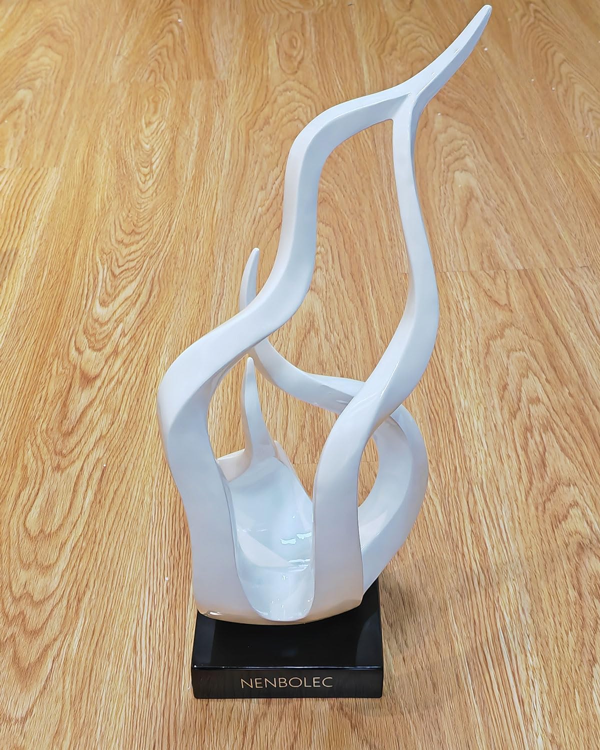 Modern Statue Décor Abstrait Figurine Cadeau Flamme Sacrée Sculpture Arts Maison Décoration Ornament Résine Blanc 42cm