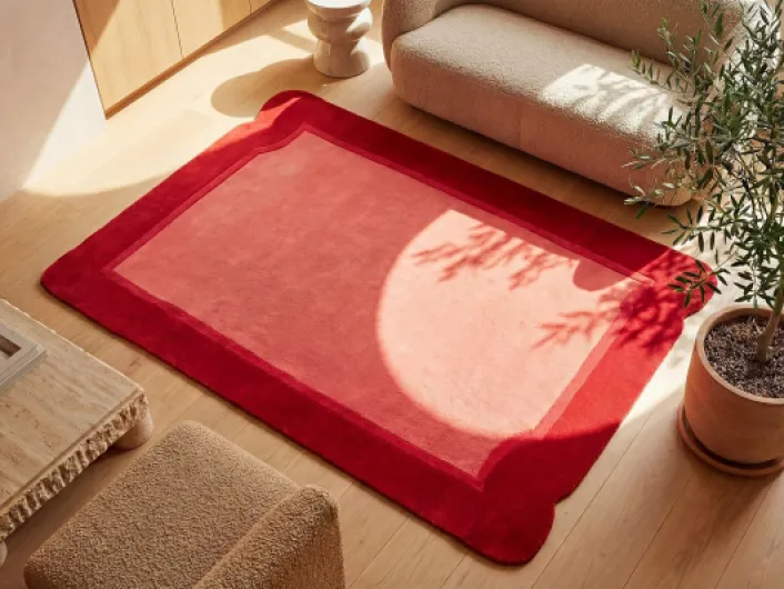 Vente-unique - Tapis 100% Laine tufté Main Rouge Cerise et Rose - 160 x 230 cm - 2100g/m² - MANOLA
