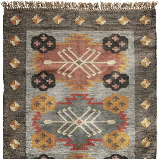 Tapis de couloir Kilim en laine de jute tissé à la main - Tapis oriental vintage fait à la main (110 x 160 cm) 110 x 160 cm (Rectangulaire)