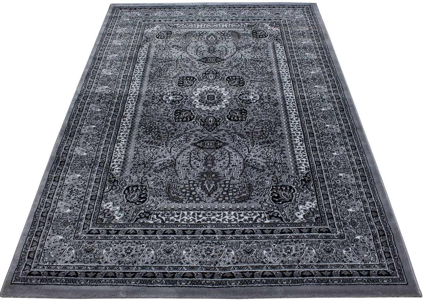 HomebyHome Tapis oriental vintage 300x400 cm Poils courts gris pour salon, salle à manger, couloir et chambre 300 x 400 cm (Rectangulaire) Gris-2