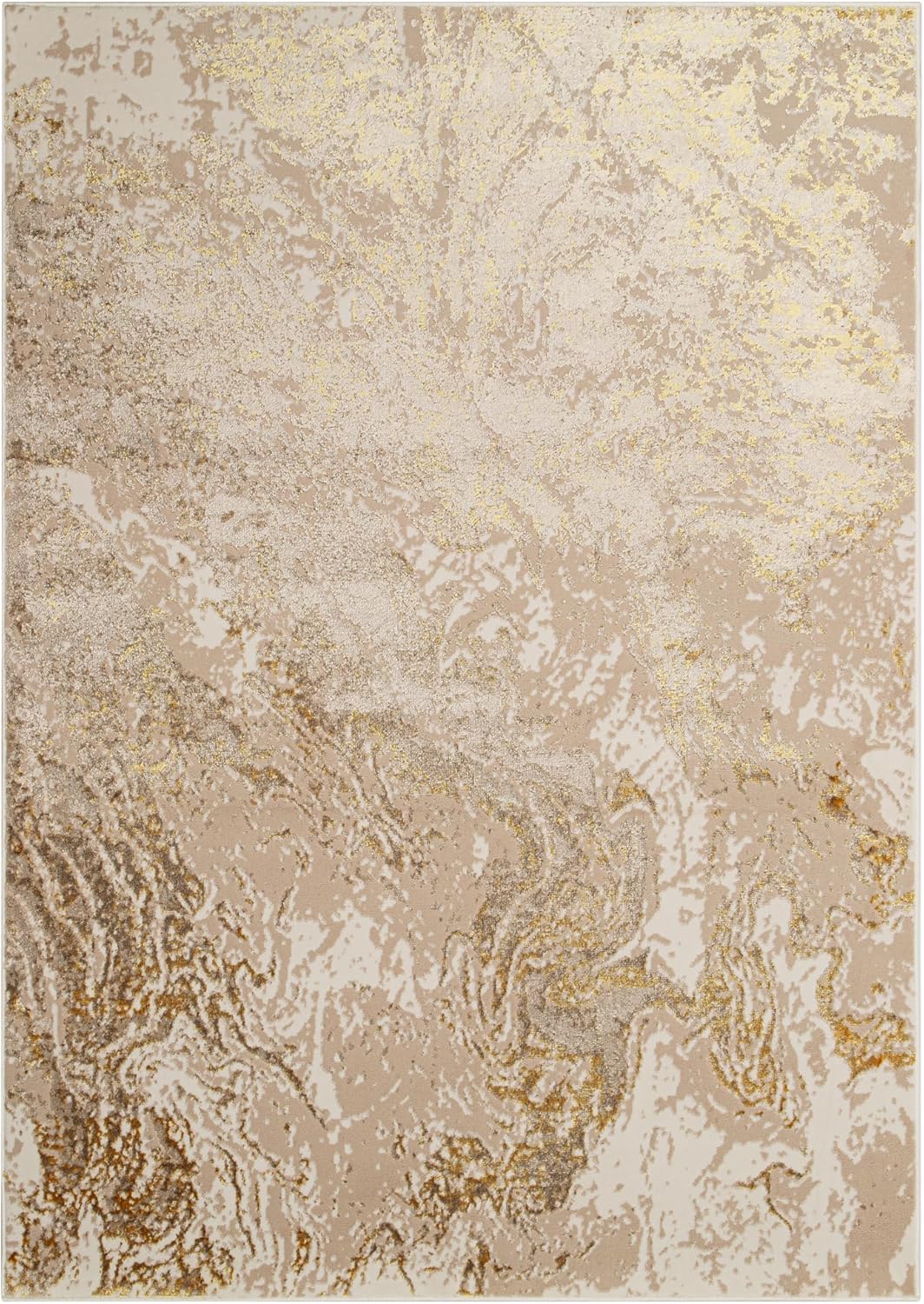 Crystal Tapis Poils Courts Moderne Or Beige Motif Abstrait Effet 3D Brillant Doux Tapis Salon Chambre Adulte Salle à Manger Oeko-TEX 200 x 300 cm 200 x 300 cm Or Beige