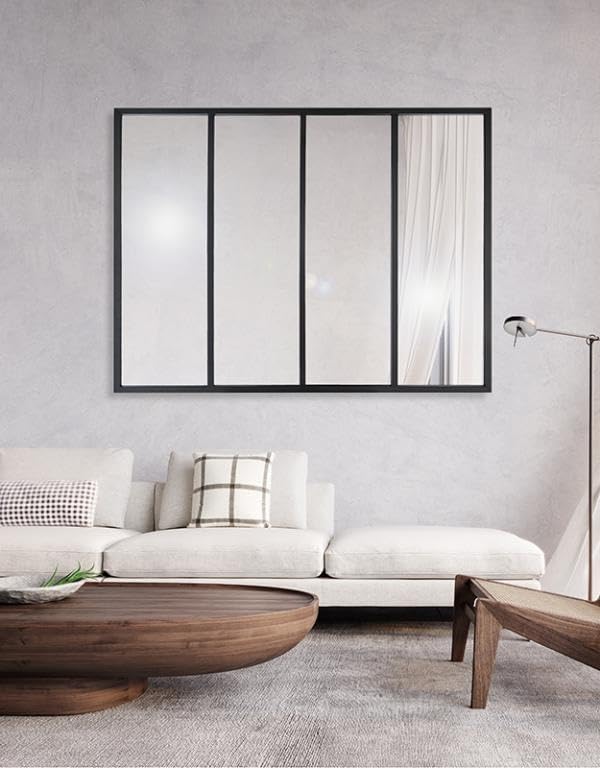 Emde Frank Miroir en Métal 4 Bandes, Noir, 120cm x 90cm