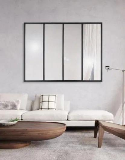 Emde Frank Miroir en Métal 4 Bandes, Noir, 120cm x 90cm