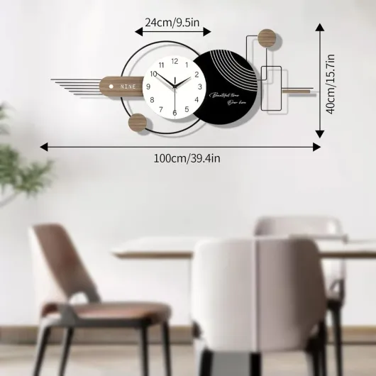 Grande Horloge Murale Moderne, Minimaliste Créative de Style Horloge Murale Decoration, Silencieuse Quartz Horloge Murale XXL, pour Salon Chambre Bureau, 40 * 100 cm (Noir et Blanc)
