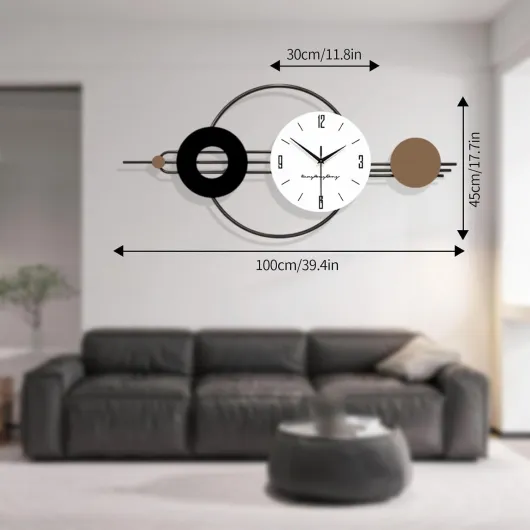 Grande Horloge Murale Design Moderne, élégante Horloge Murale Silencieuse, Créativité Pendule Murale Décorative, XXL Horloge Murale pour Salon Chambre Bureau Cuisine Etude (L-100X45CM)