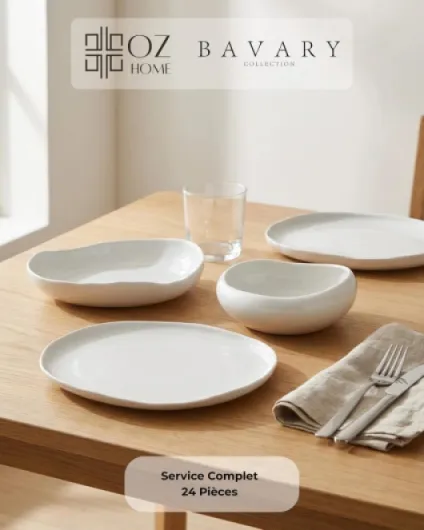 BAVARY Service Vaisselle Capital 24 Pcs – Set De Table & Assiette Porcelaine – Service De Table 6 Personnes De Plates & Assiette Creuse, Bols – Vaisselle Et Arts De La Table Micro-Onde/Lave-Vaisselle Capital - Set En Porcelaine