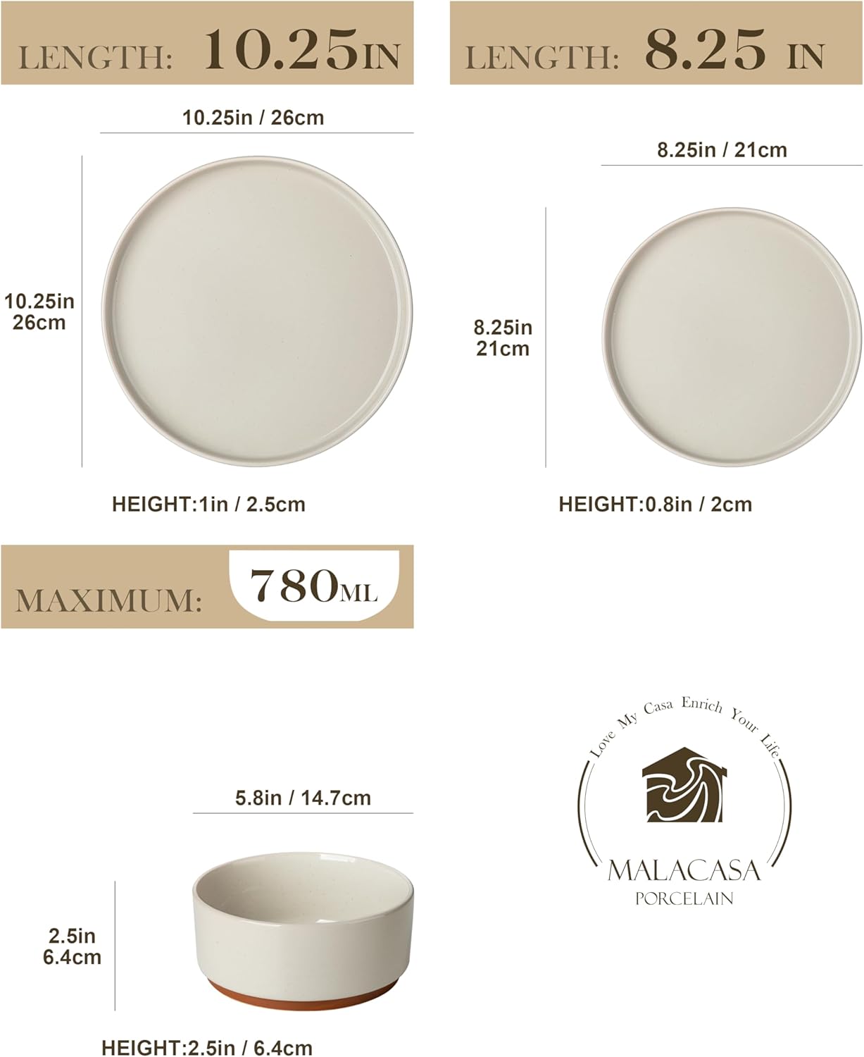 Assiettes Service de Table 8 Personnes, 24 Pièces Set Vaisselle en Grès avec Assiettes Plates, Bols à Céréales, Lavable au Lave-vaisselle et Micro-ondes, Gris - Série LEAH Gris Set de 24 pièces
