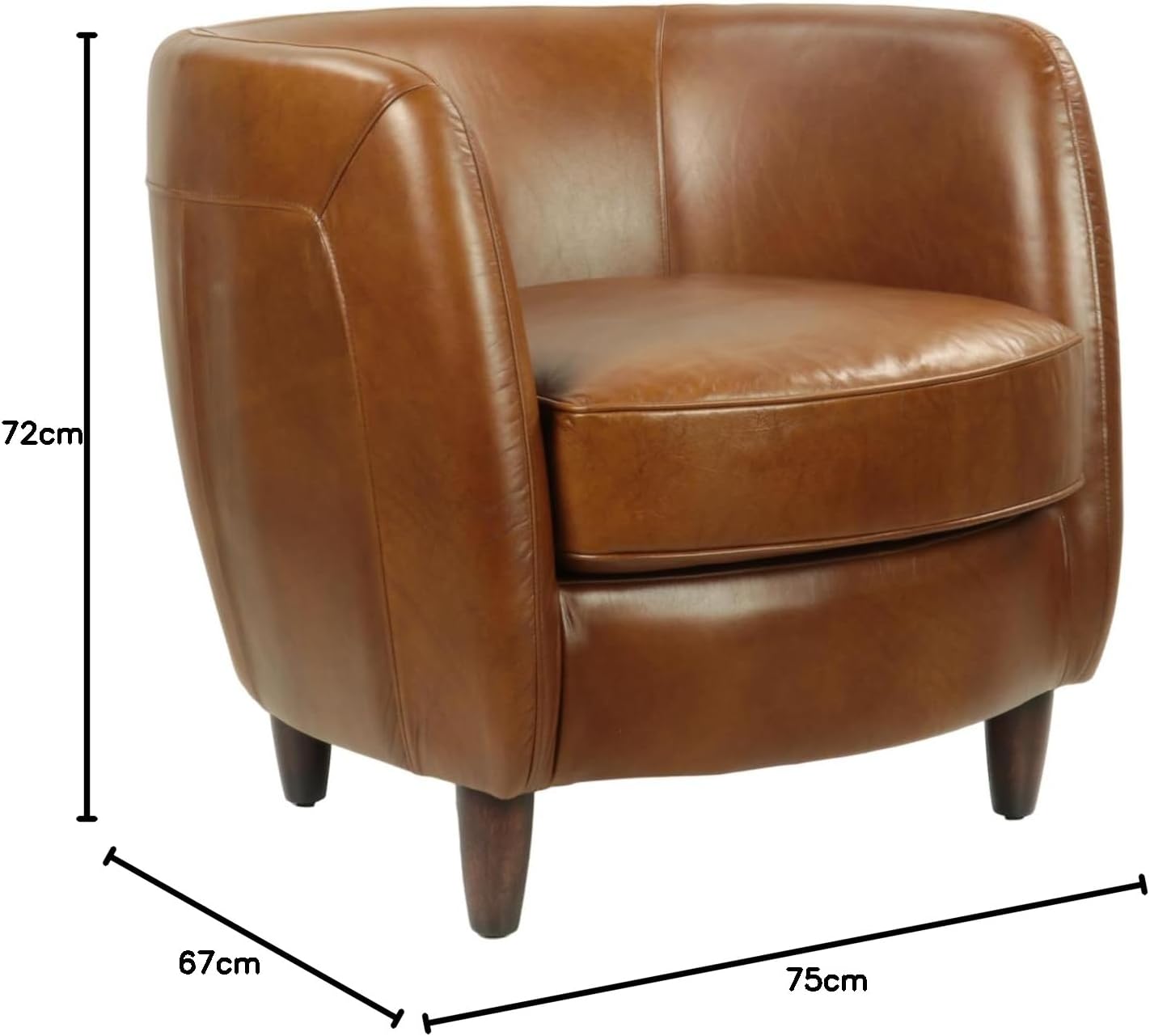 Fauteuil Club Oscar en Cuir Havana – Élégance Classique et Confort Luxueux