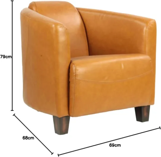 Fauteuil Club Georgio en Cuir - Tan