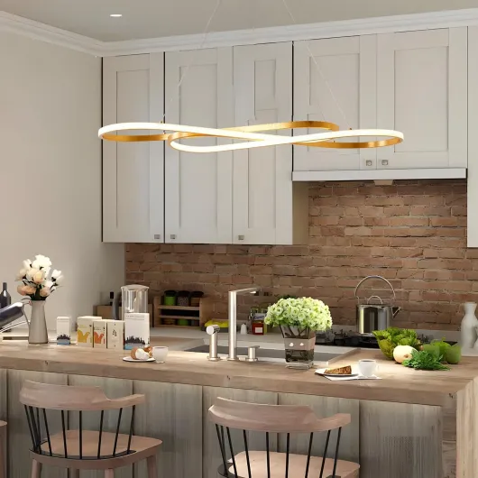 Lustre LED Doré Pour éclairage D'îlot de Cuisine, Lustre Moderne à Intensité Variable Pour Salle à Manger, Luminaire Suspendu LED Moderne de 100cm de Long, Réglable en Hauteur Gold L100cm