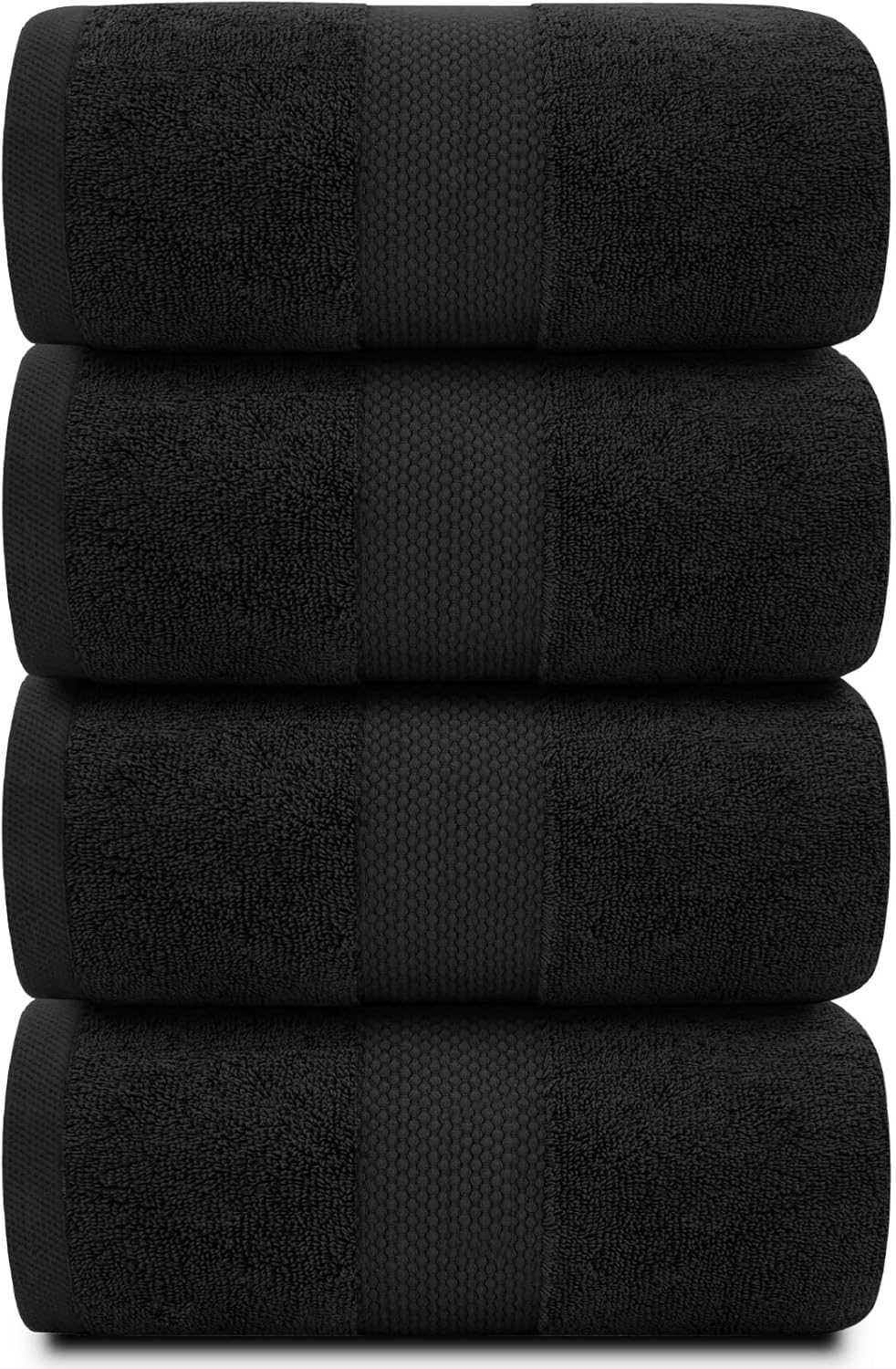 White Classic Lot de 4 serviettes de bain de luxe noires extra larges - 100 % coton doux, 700 g/m² épais, double épaisseur, séchage rapide, pour hôtel - 68,6 x 137,2 cm - Noir