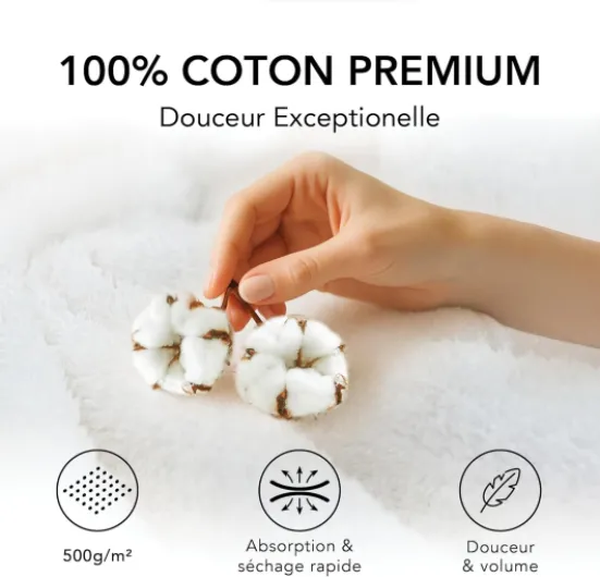Lot de 2 Serviette de Bain Grande Taille Beige 90x180 cm 100% Coton 500 g/m², Absorbant Grande Dimension Enveloppante pour Adulte Certifiée Oeko-TEX Beige 2 Serviettes 90x180