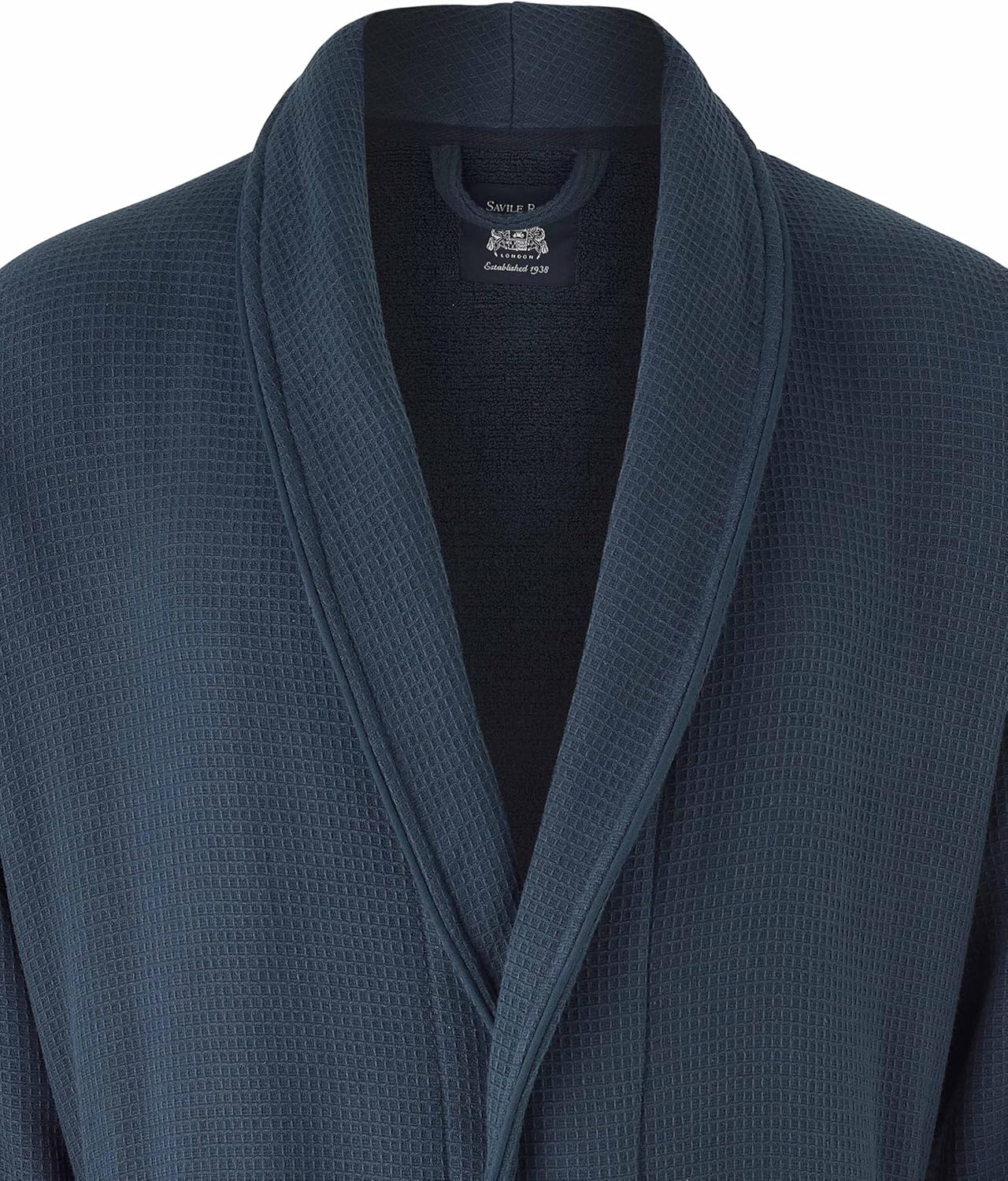 Peignoir en coton gaufré de luxe pour homme avec doublure en coton éponge L Bleu Marine