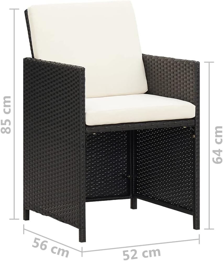 4X Chaises de Jardin Fauteuils de Patio Chaises de Salle à Manger d'Extérieur Sièges à Dîner de Terrasse Résine Tressée Noir Noir et Blanc
