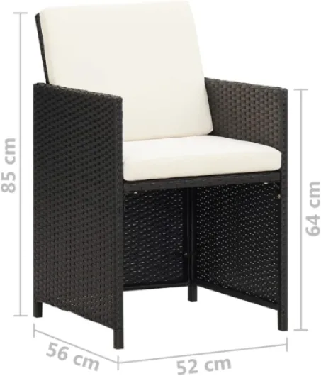 4X Chaises de Jardin Fauteuils de Patio Chaises de Salle à Manger d'Extérieur Sièges à Dîner de Terrasse Résine Tressée Noir Noir et Blanc