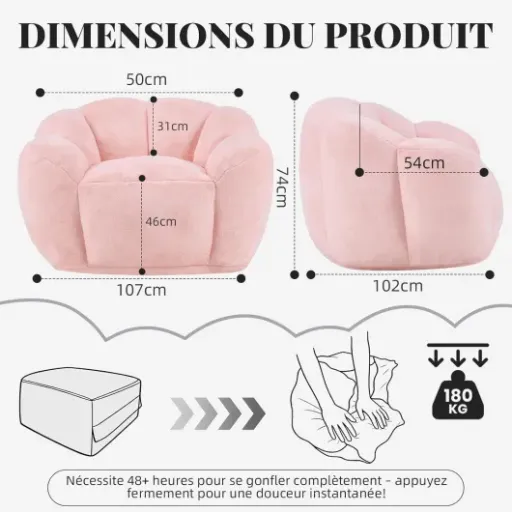 Test Fiximaster Pouf pétale fourrure synthétique : le fauteuil rose qui mise tout sur le confort
