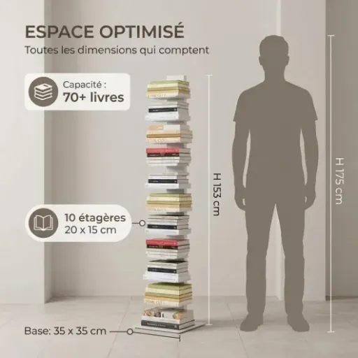 Test Flo.mar Bibliothèque Colonne 153 cm : la tour à livres qui fait le job sans prendre de place