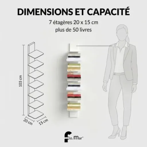 Test Flo.mar Bibliothèque Colonne Murale 103 cm : la petite tour à livres qui tient dans un coin