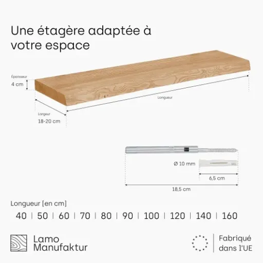 Test LAMO Étagère Flottante 160 cm : du bois massif qui tient bien au mur (si on est soigneux)